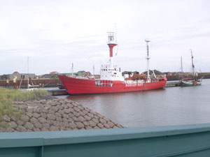 Lichtschip Borkumriff in de haven Burkana Borkum